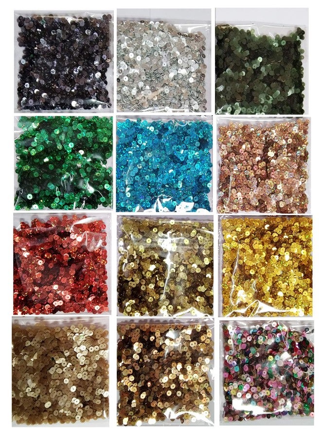 eshoppee 5 mm 15 gm x 12 Colors Multicolor Sequins Sitara, for Jewellery Making Embroidery Material Art and Craft DIY kit (7) - Image 1
